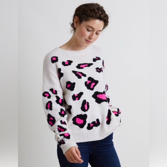 Autumn Cashmere White and Pink Patterned Sweater - Picture 1 of 8